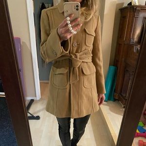Brown J. Crew wool/cashmere pea coat. Size 2.